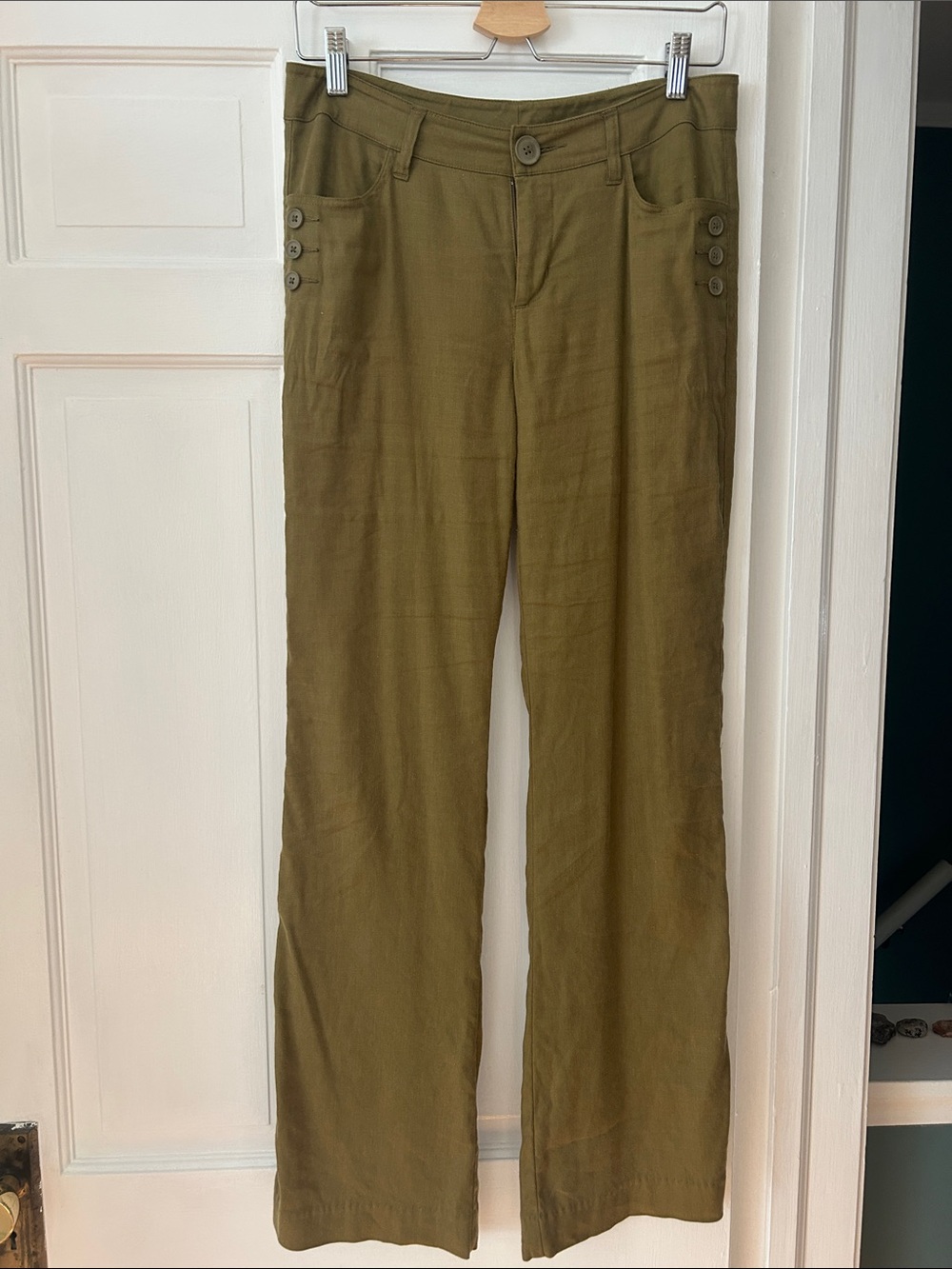 CAbi Olive Green Wide-Leg Trousers